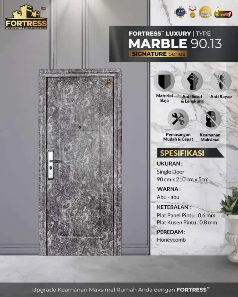 Signature Series - Single Door - MARBLE 90.13 - Warna Abu-abu