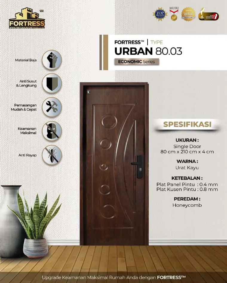 Economic Series - Single Door - URBAN 80.03 - Warna Urat Kayu