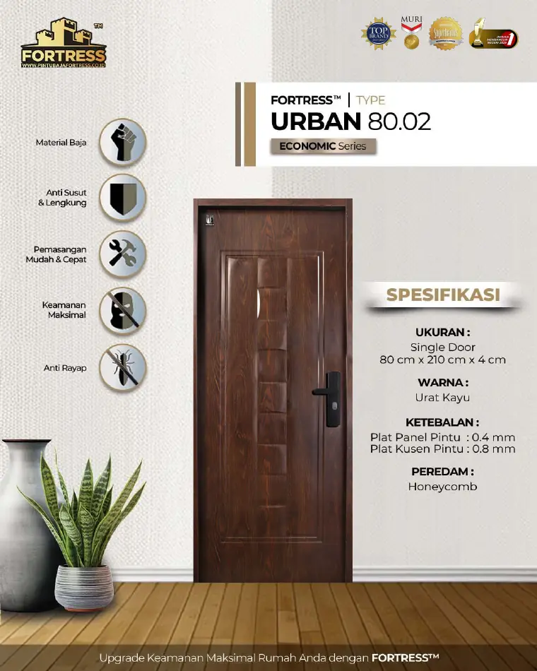 Economic Series - Single Door - URBAN 80.02 - Warna Urat Kayu